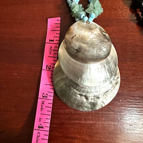 Beaded Necklace ASet of 3 Beachy Boho Choker Pendant Flower Shell Medallion Lot - Picture 6 of 11